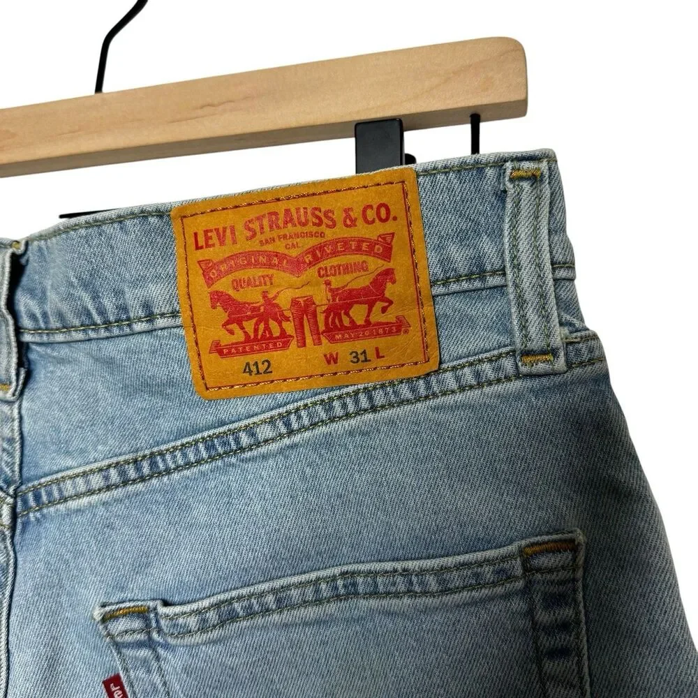 Levi's 412 Men’s Denim Shorts 31x9 Blue Thigh Length Shorts - Picture 3 of 5